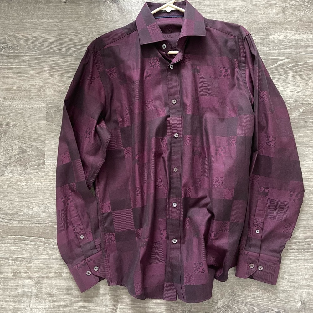 Dark Purple Bugatchi Shirt Size M Classic Fit